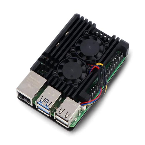 Case for Raspberry Pi 5 with two fans - aluminium - black DNG-24511