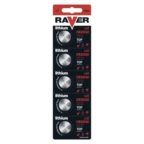 RAVER Watch battery CR2032, 5 pcs in blister, Raver B7332 8592920018705