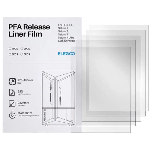 PFA film for Elegoo Saturn 3D printers - 273x176mm - 5pcs. ELG-25509 6976021763825