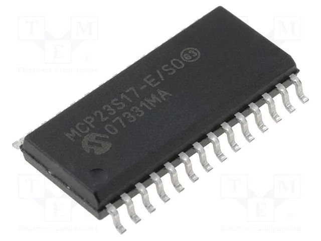 IC: interface; I/O expander; 10Mbps; 1.8÷5.5VDC; SPI; SMD; SOIC28 MICROCHIP TECHNOLOGY MCP23S17-E/SO