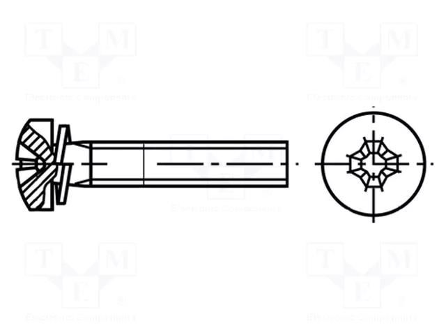 Screw; M4x8; 0.7; Head: cheese head; Phillips; PH2; steel; zinc BOSSARD B4X8/BN1720