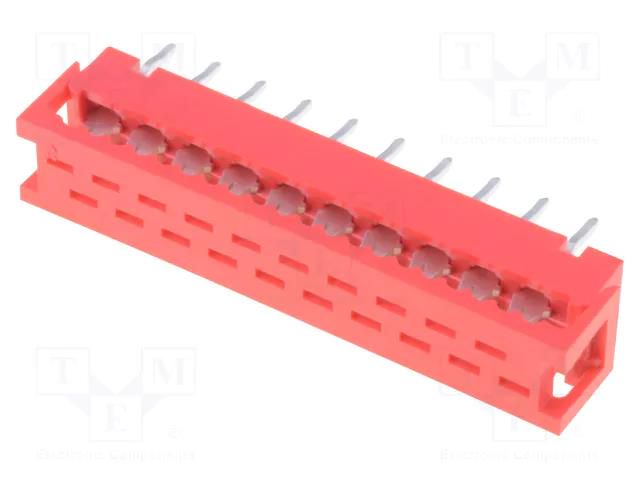 Wire-board; adapter; PIN: 20; IDC,THT; on PCBs,for ribbon cable CONNFLY DS1015-02-20R6