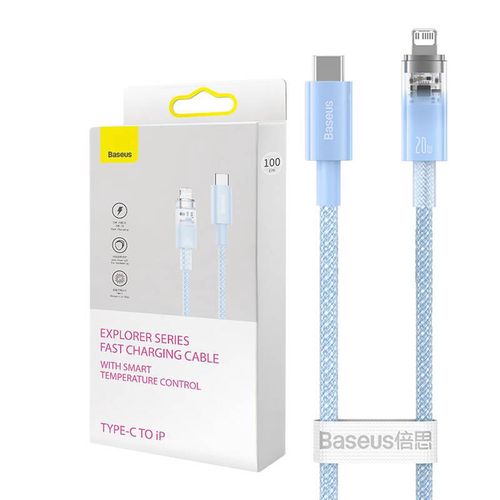 Fast Charging cable Baseus USB-C to Lightning  Explorer Series 1m, 20W (blue), Baseus CATS010203