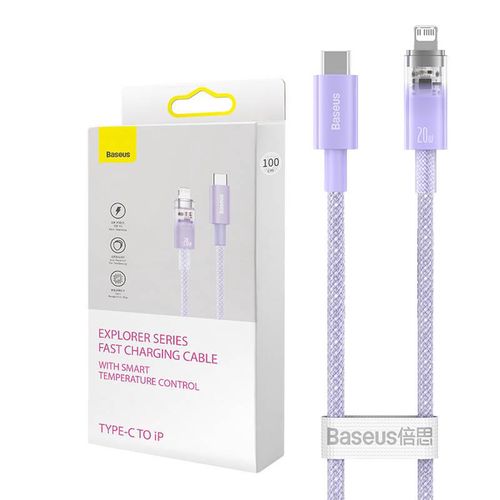 Fast Charging cable Baseus USB-C to Lightning  Explorer Series 2m, 20W (purple), Baseus CATS010305