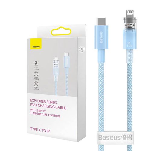 Fast Charging cable Baseus USB-C to Lightning  Explorer Series 2m, 20W (blue), Baseus CATS010303