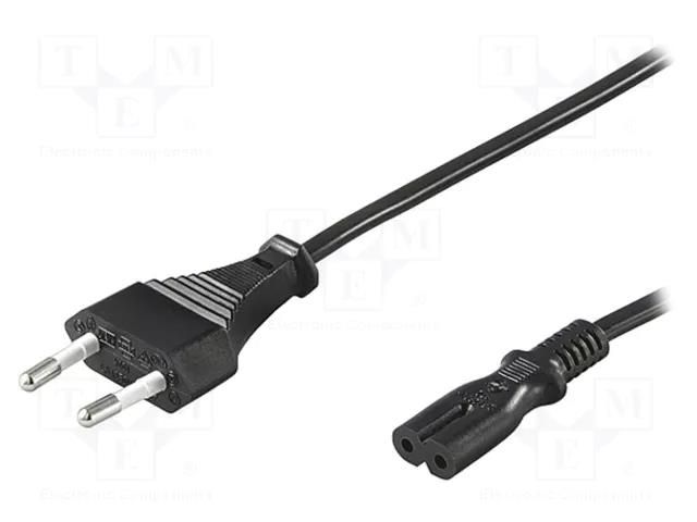 Cable; 2x0.75mm2; CEE 7/16 (C) plug,IEC C7 female; PVC; 5m; black Goobay CABLE-704-5.0BK