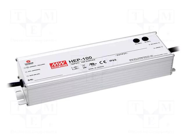 Power supply: switching; for building in,modular; 100.05W; 15VDC MEAN WELL HEP-100-15A