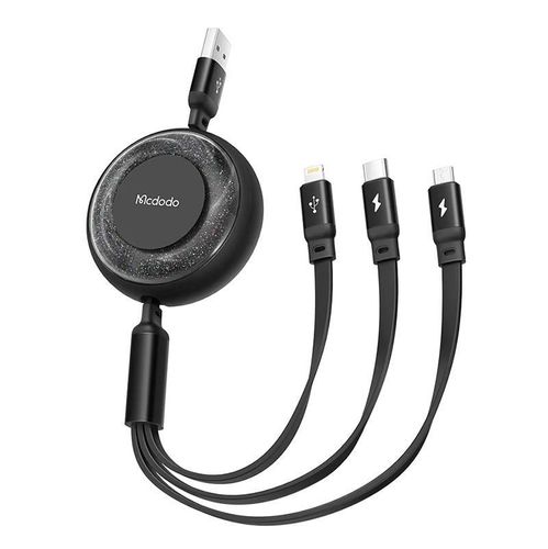 3in1 USB to USB-C / Lightning / Micro USB Cable, Mcdodo CA-3570, 1.2m (Black), Mcdodo CA-3570