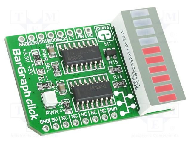 Click board; prototype board; Comp: 74HC595; LCD; display MIKROE MIKROE-1423