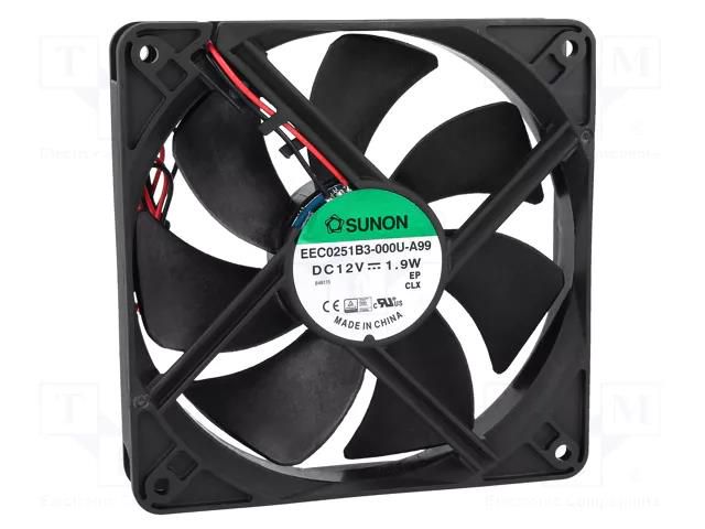 Fan: DC; axial; 12VDC; 120x120x25mm; 127.42m3/h; 34dBA; ball; 24AWG SUNON EEC0251B3-A99