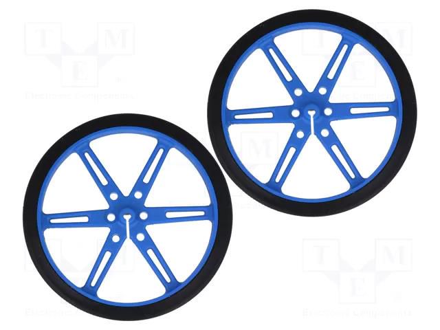 Wheel; blue; Shaft: D spring; push-in; Ø: 80mm; Shaft dia: 3mm; 2pcs. POLOLU POLOLU-1433