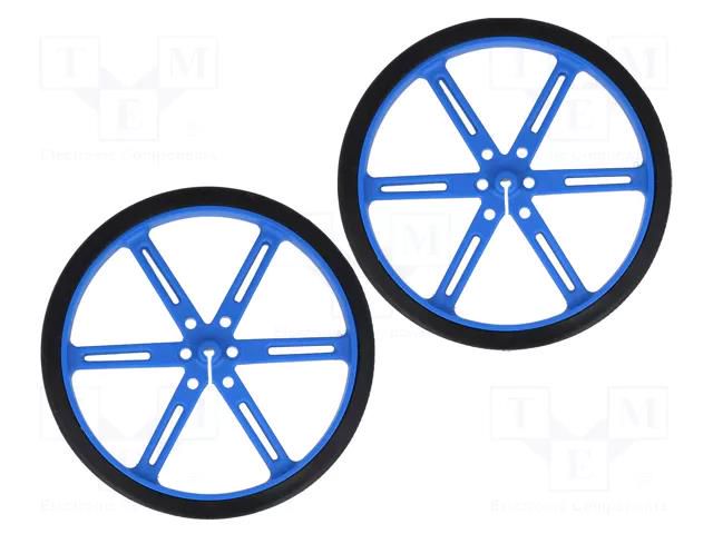 Wheel; blue; Shaft: D spring; push-in; Ø: 90mm; Shaft dia: 3mm; 2pcs. POLOLU POLOLU-1438