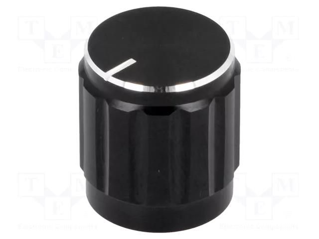 Knob; with pointer; aluminium,thermoplastic; Øshaft: 6mm; black SR PASSIVES GC6M-15X16
