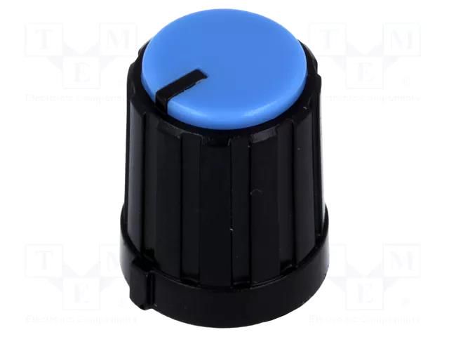 Knob; miniature,with pointer; plastic; Øshaft: 6mm; Ø13.3x16.5mm SR PASSIVES GTC6M-13X16-N