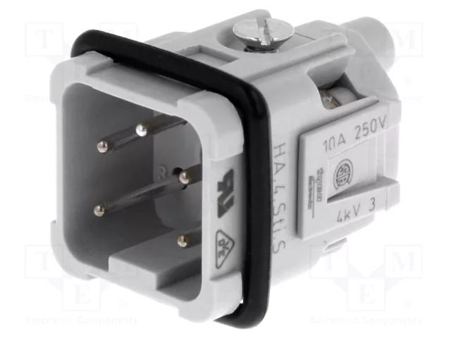 Connector: HDC; contact insert; male; HTS HA; PIN: 5; 10A; 250V; 4+PE TE Connectivity HTS-1-1103402-1