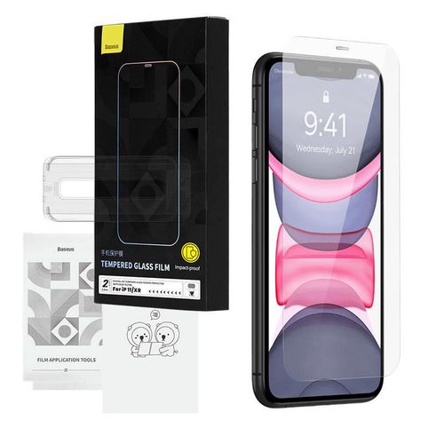 Tempered glass Baseus Crystal HD 0.3 mm for iPhone 11/XR with cleaning kit (2pcs), Baseus SGJC091702