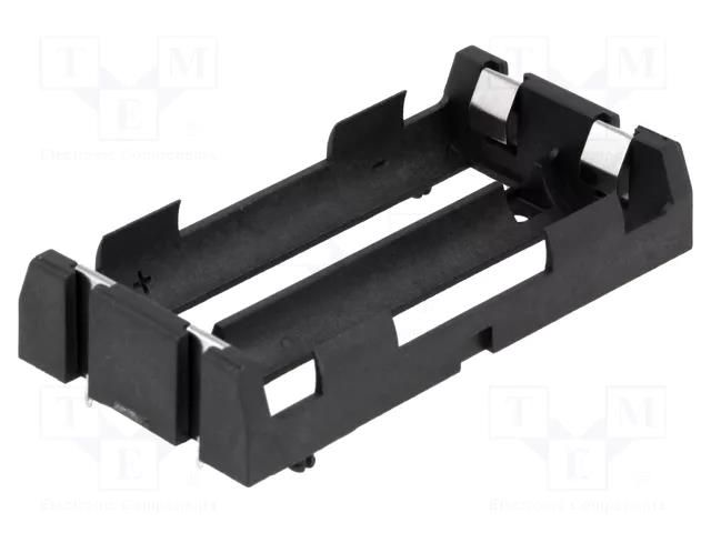 Holder; 18650,MR18650; Batt.no: 2; PCB; for PCB; black; polyamide KEYSTONE KEYS1049