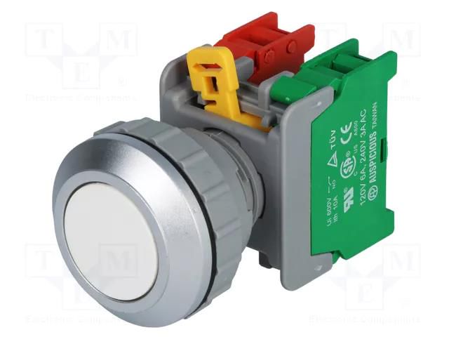 Switch: push-button; 30mm; Stabl.pos: 1; NC + NO; white; IP65; XB30 AUSPICIOUS XB30-1-O/C-W