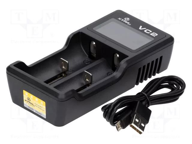 Charger: microprocessor-based; Li-Ion; 0.5A; Cells quantity: 2 XTAR XTAR-VC2