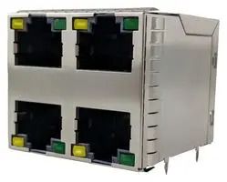RJ45 CONNECTOR, JACK, 8P8C, 4PORT, TH RJSGE4887411