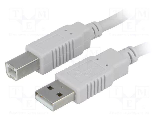 Cable; USB 2.0; USB A plug,USB B plug; 3m; grey; Core: Cu BQ CABLE CAB-USBAB/3