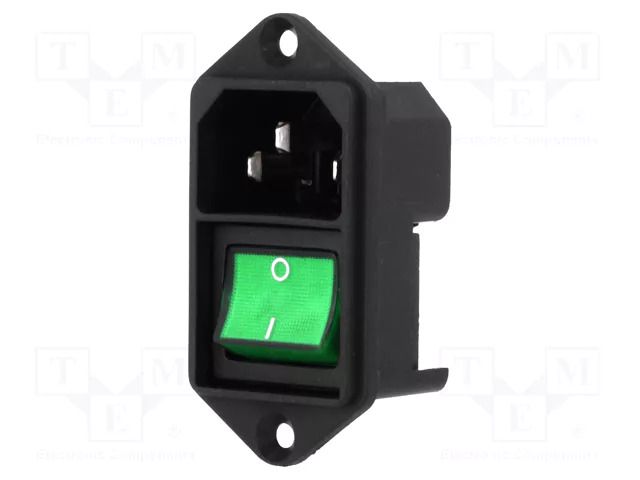 Connector: AC supply; socket; male; 10A; 250VAC; C14 (E); KEB2 SCHURTER 4302.2141