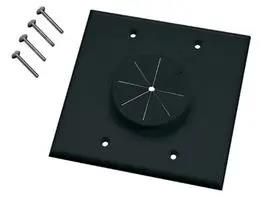 Double Gang Wireport Cable Pass Through Wall Plate with Grommet - Black 2GBK-GR2