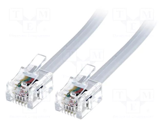 Cable: telephone; RJ11 plug,both sides; 20m; white BQ CABLE TEL-RJ11-WH/20