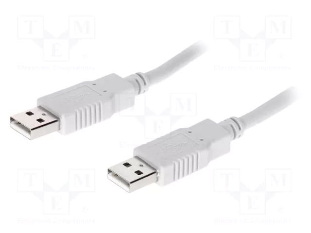 Cable; USB 2.0; USB A plug,both sides; 3m; grey; CCA; 24AWG,28AWG BQ CABLE CAB-USB2AA/3.0-GY