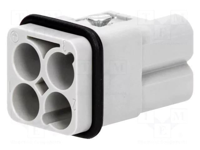 Connector: HDC; contact insert; male; 40A; 400V; Han Q; PIN: 4; 3+PE HARTING 09120033051