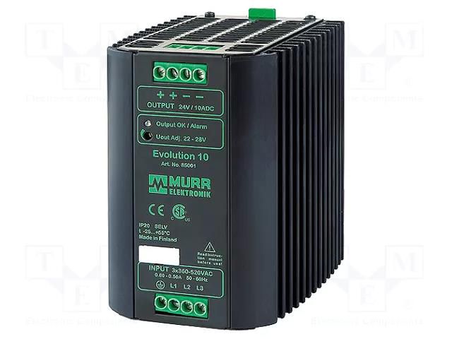 Power supply: switching; for DIN rail; 240W; 22÷28VDC; 10A; IP20 MURR ELEKTRONIK MURR-85001