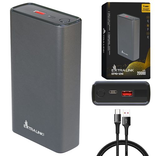 Extralink EPB-126 20000mAh Silver | Powerbank | Power bank, 45W PD, USB-C, EXTRALINK EX.19539 5903148919539