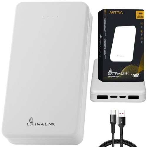 Extralink EPB-078W 10000mAh White | Powerbank | Power bank, USB-C, EXTRALINK EX.19577 5903148919577