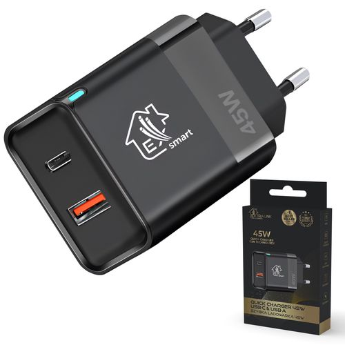 Extralink Smart Life Fast Charger 45W GaN | Charger | USB-C, USB-A, EXTRALINK CHARESL05 5906168632860