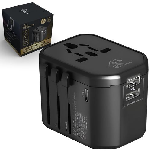 Extralink Smart Life EU/UK/USA/AU/CH Travel Adapter + USB-C, USB-A, EXTRALINK CHARESL07-WORLD 5906168634338