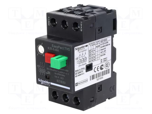 Motor breaker; 7.5kW; 230÷690VAC; for DIN rail mounting; IP20 SCHNEIDER ELECTRIC GZ1E20