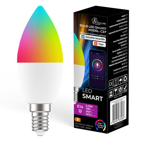 EXTRALINK SMARTLIFE ŻARÓWKA LED E14 C37 2700-6500K WIFI 220-240V, EXTRALINK LED E14 C37 5906168637438