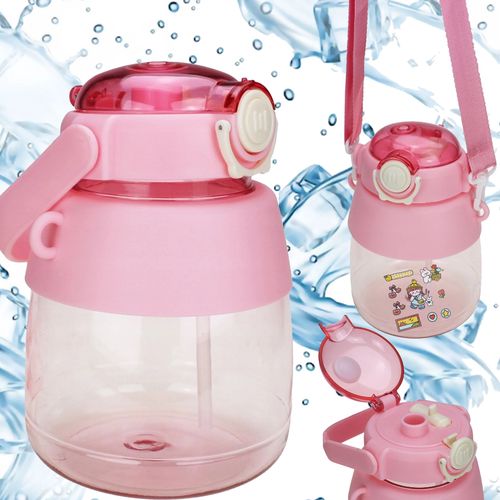 Extralink | Bottle for school, kindergarten | water bottle, with straw, strap, 1L, pink, EXTRALINK EX.37551 5906168637551