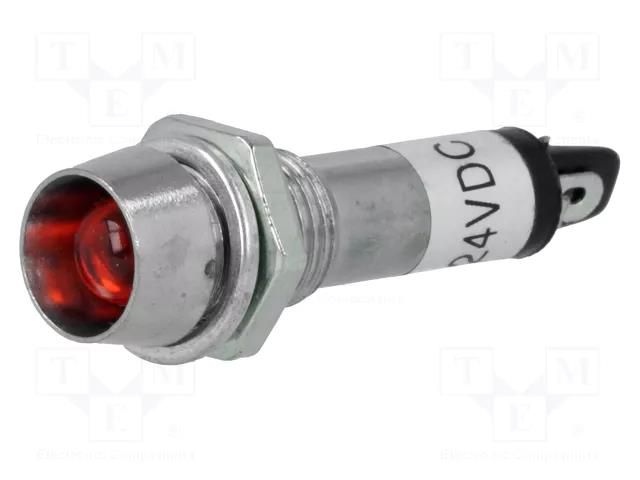 Indicator: LED; recessed; red; 24VDC; Ø8.2mm; IP40; for soldering NINIGI IND8-24R-B