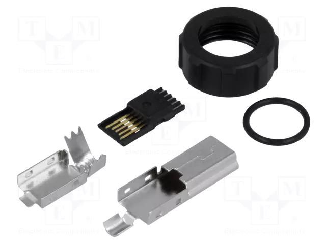 Connector: USB B mini; plug; for cable; soldering; straight; IP67 EDAC 690-W05-260-043