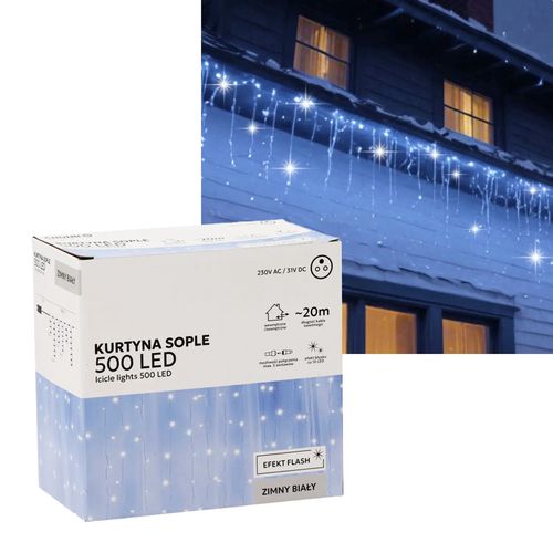 Extralink Icicle Curtain, 500L Cool White + Cool Flash, Length 3 + 20 m, EXTRALINK EX.73196 5900779879898