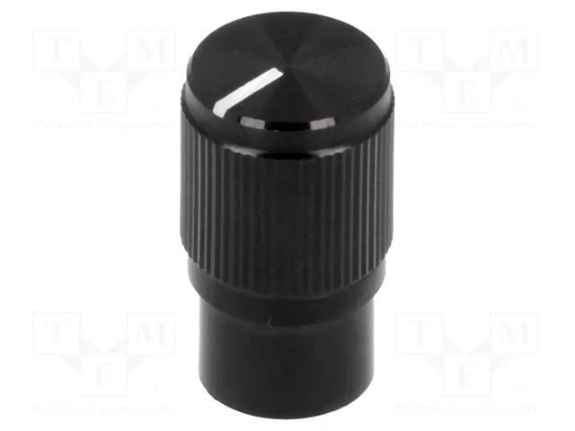 Knob; with pointer; aluminium,plastic; Øshaft: 6mm; Ø10.7x19mm CLIFF KMK10EB
