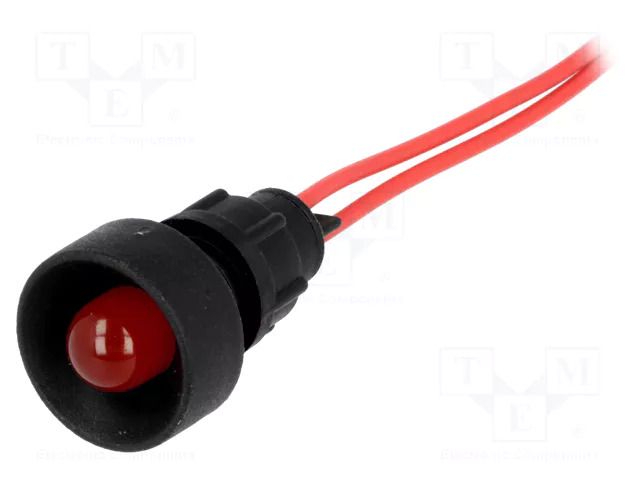 Indicator: LED; recessed; red; 230VAC; Ø13mm; IP20; cables; 300mm ELPROD LKS220-R