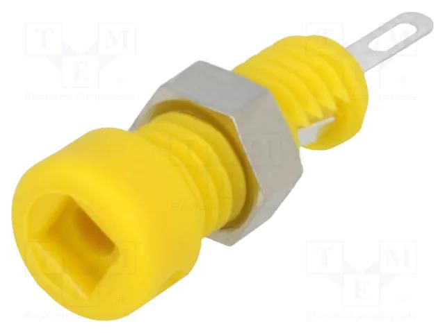 Connector: 2mm banana; socket; 6A; Overall len: 21mm; yellow; MBI 1 HIRSCHMANN T&M MBI1GE