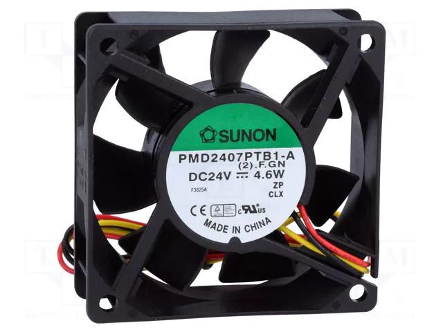 Fan: DC; axial; 24VDC; 70x70x25mm; 83.25m3/h; 45dBA; ball; 9.14mmH2O SUNON PMD2407PTB1AF