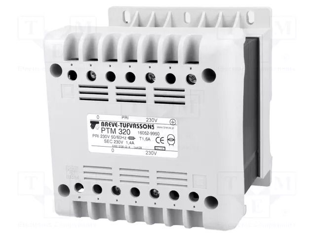 Transformer: mains; 320VA; 230VAC; 230V; Leads: terminal block BREVE TUFVASSONS PTM320/230/230V