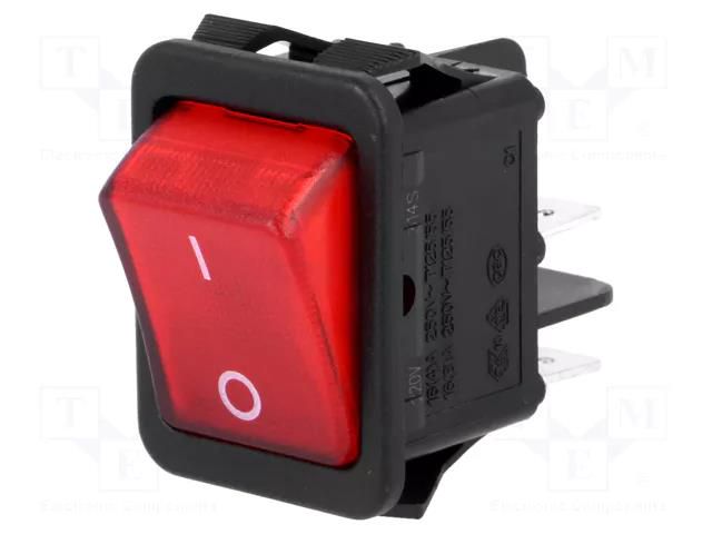 ROCKER; DPST; Pos: 2; ON-OFF; 16A/250VAC; red; neon lamp; 230V; 20mΩ CANAL ELECTRONIC R2101C5GBR9NWC
