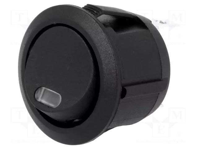 ROCKER; SPST; Pos: 2; OFF-(ON); 20A/12VDC; black; LED,point; 12V SCI R13112LF02BBR0L3