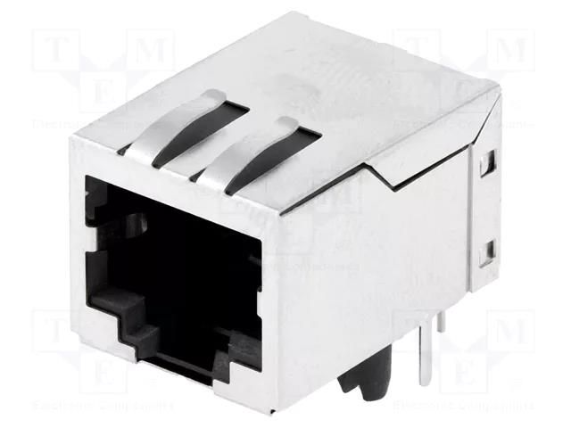 Connector: RJ45; socket; PIN: 8; shielded; Layout: 8p8c; THT AMPHENOL COMMUNICATIONS SOLUTIONS RJ45-TRAFO