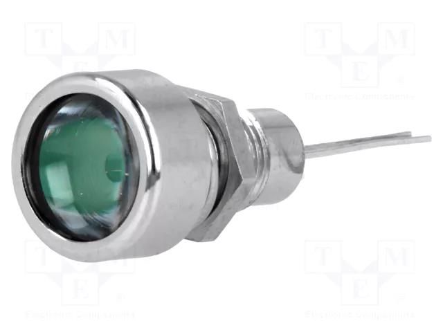 Indicator: LED; flat; green; Ø8.2mm; IP67; for PCB; brass; ØLED: 5mm SIGNAL-CONSTRUCT SDML082